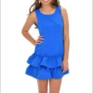 Ruffle hem royal blue dress
